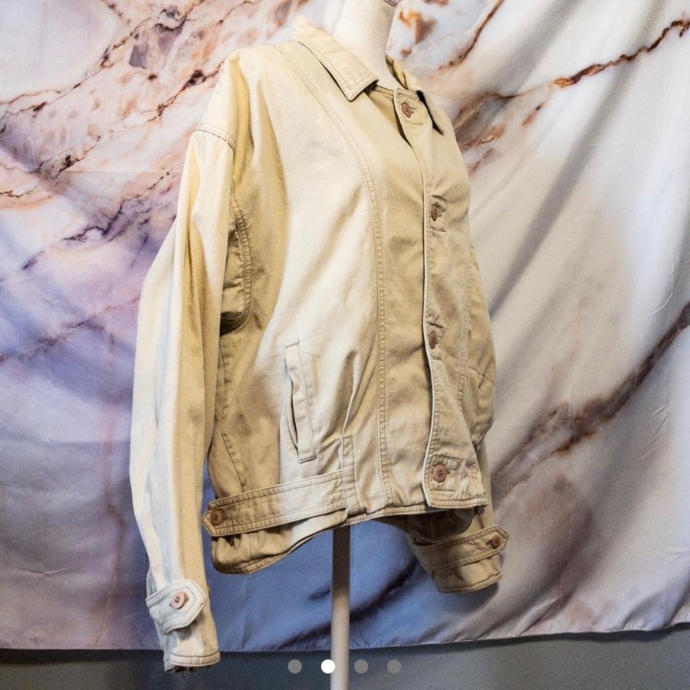 vintage 80s tan cotton bomber jacket